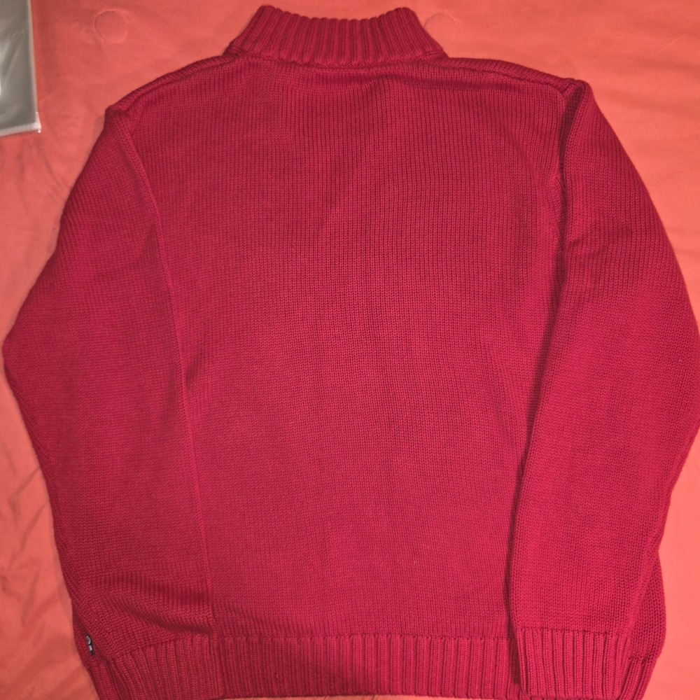 CHAPS Red Cotton Sweater Quarter Zip Men's XL Red Long Sleeve Pullover Christmas - Picture 8 of 8